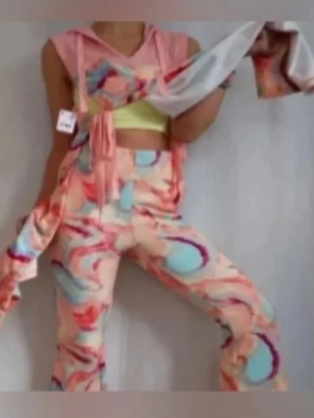 Free People Marble Tie-Dye Two-Piece Set in Pink, Coral & Aqua
